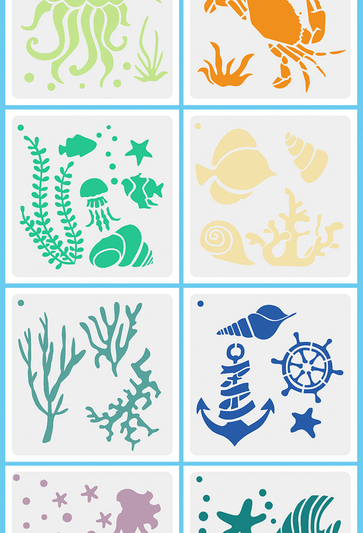 3Marine Life Hollow Painting Stencil Set2