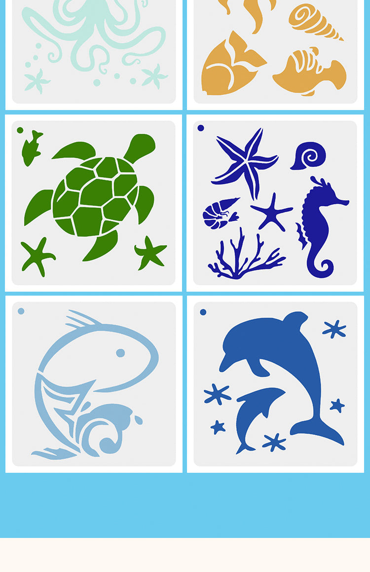 3Marine Life Hollow Painting Stencil Set4