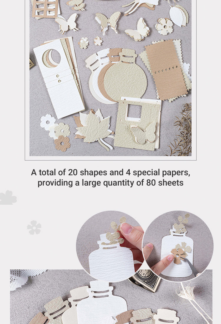 3Minimalist Handmade Scrapbok Paper - Butterfly, Bottle, Leaf, Window, Tag, Stamp2