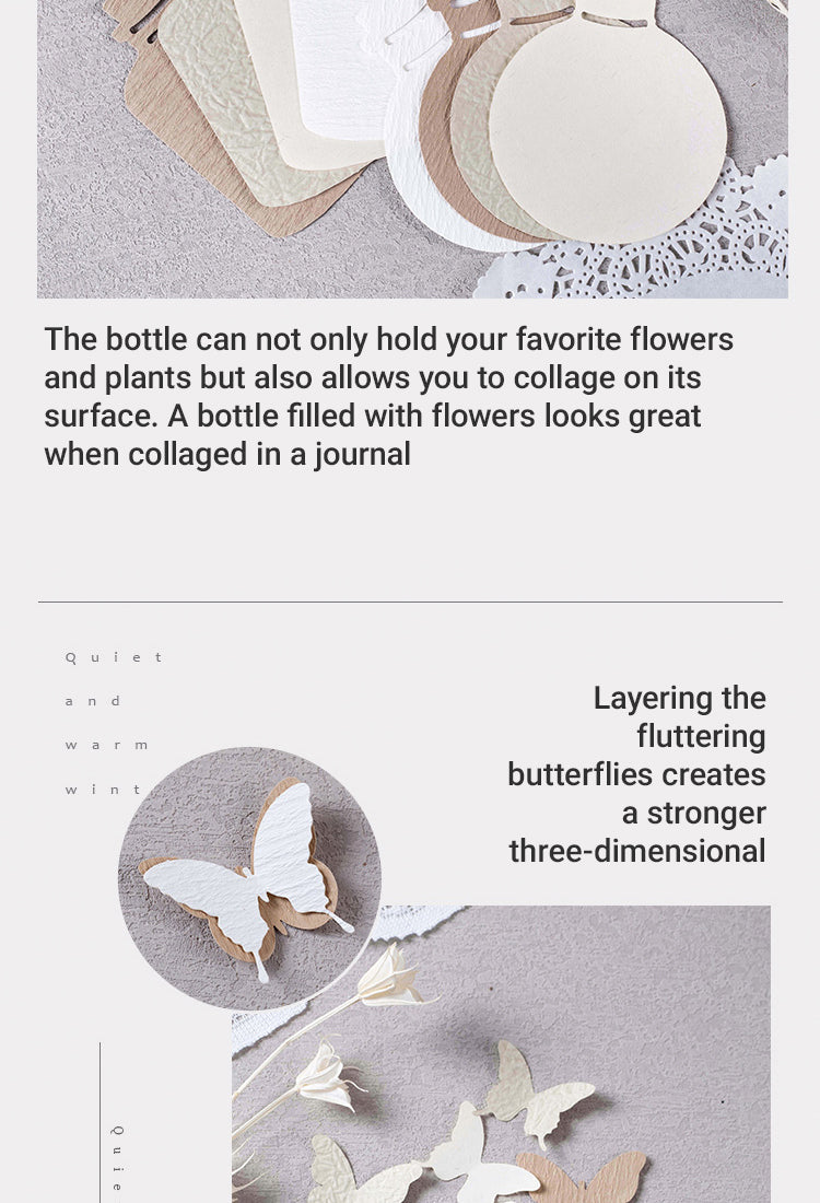 3Minimalist Handmade Scrapbok Paper - Butterfly, Bottle, Leaf, Window, Tag, Stamp3