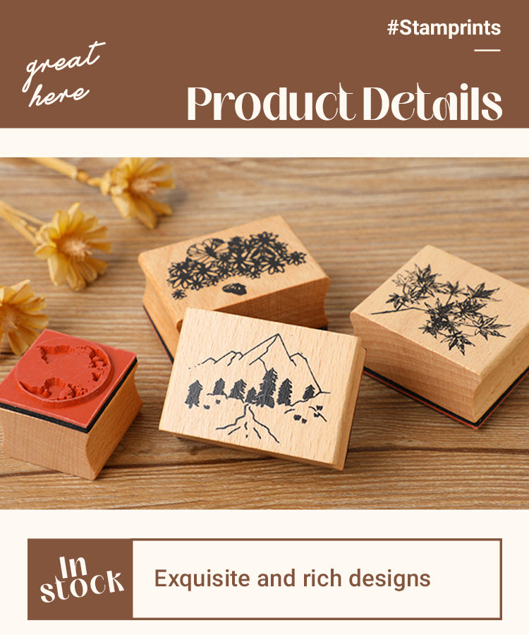 3Mountains and Forests DIY Retro Natural Scenery Wood Rubber Stamp1