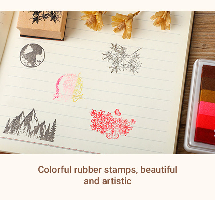 3Mountains and Forests DIY Retro Natural Scenery Wood Rubber Stamp2