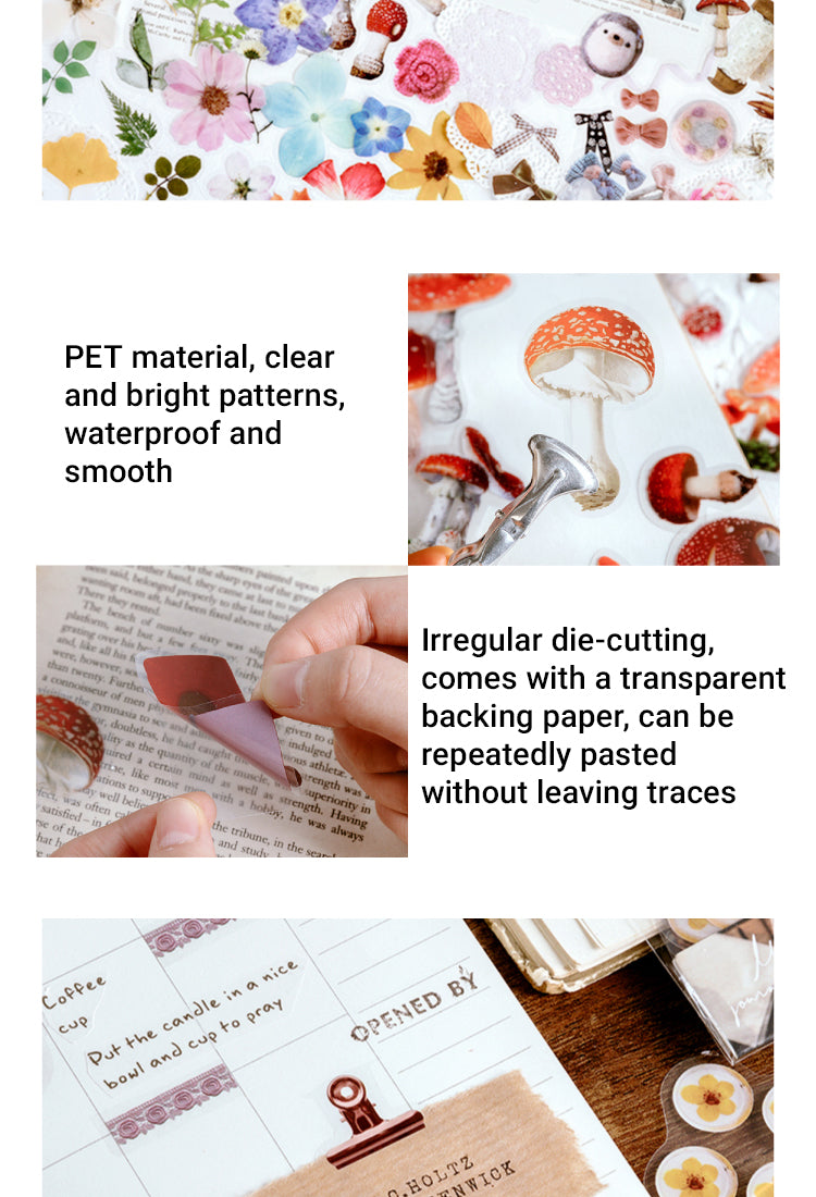 3PET Decorative Sticker - Leaf, Petal, Stationery, Mushroom, Ribbon2