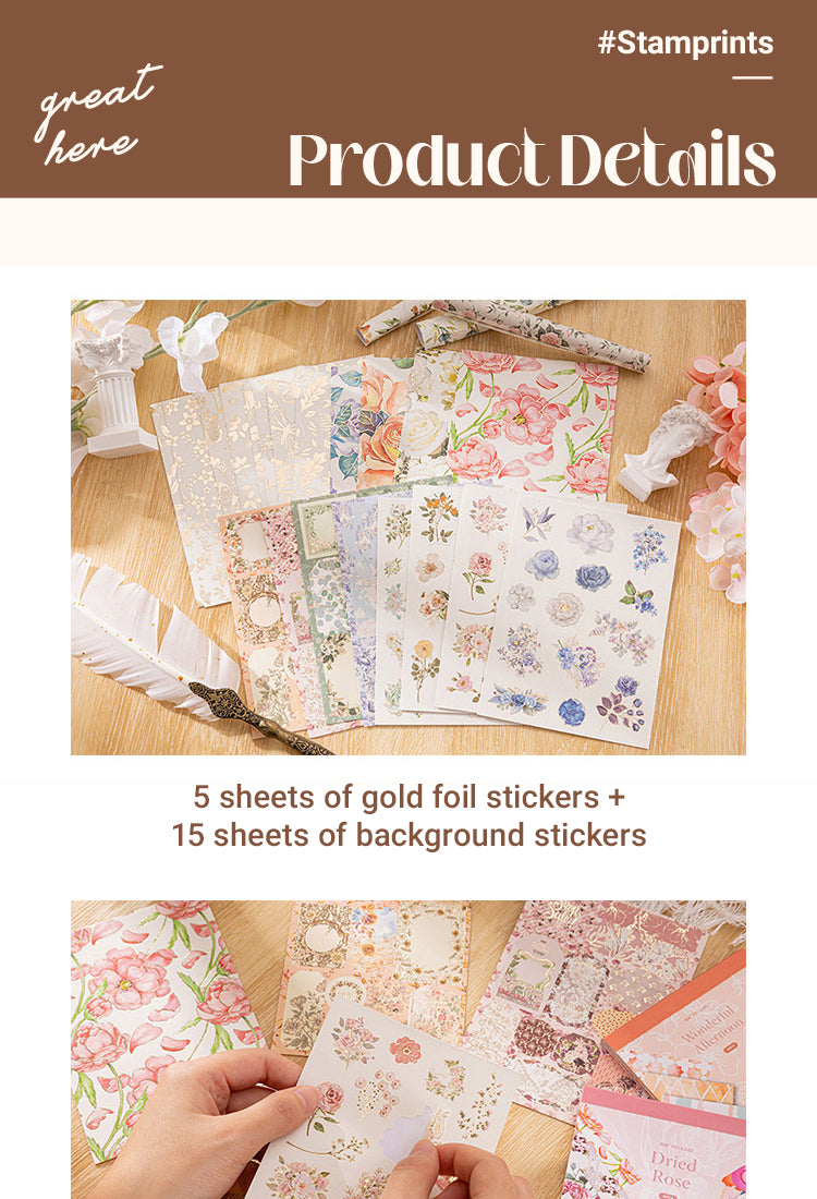 3Plant and Flower Hot Stamping Gold Sticker Book1