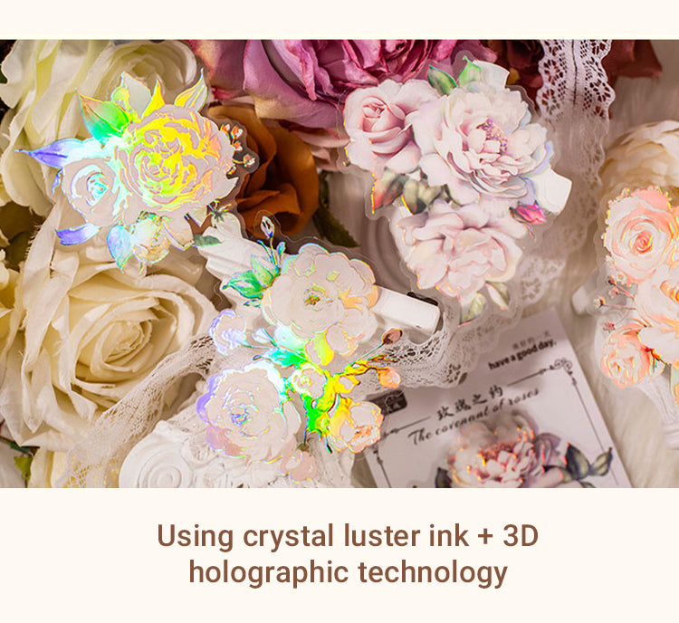 3Rose Rendezvous Series 3D Holographic Rose PET Stickers2