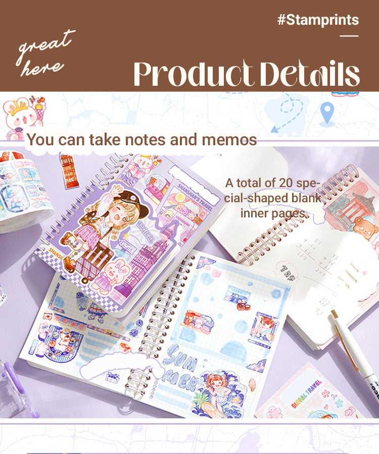 3ShanShan's Travel Series Kawaii Cartoon Journal Notebook1