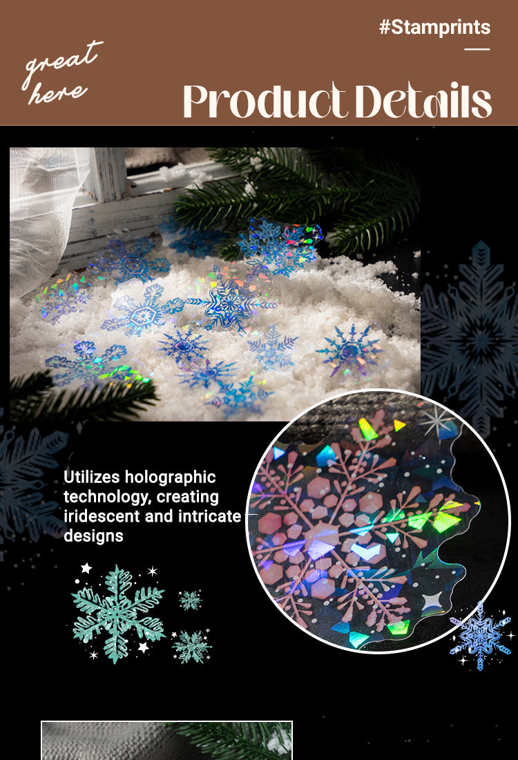 3Snowy Night Snowflake Stickers - Christmas, Winter, Snow1