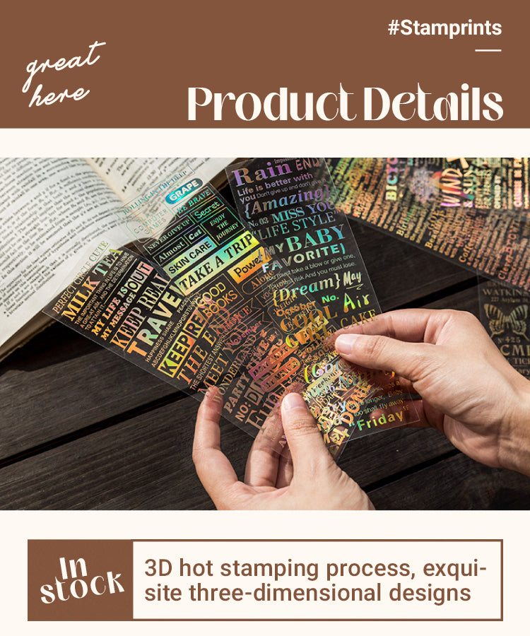 3Text Note Series Hot Stamping Stickers1