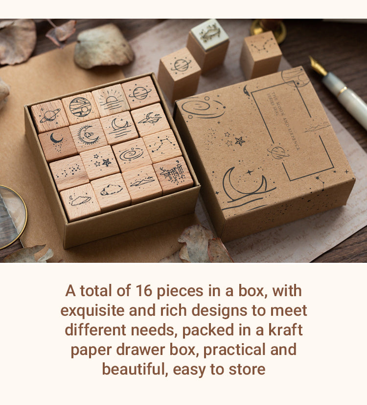 3The Moon and Sixpence Series DIY Decorative Wooden Rubber Stamp Set2
