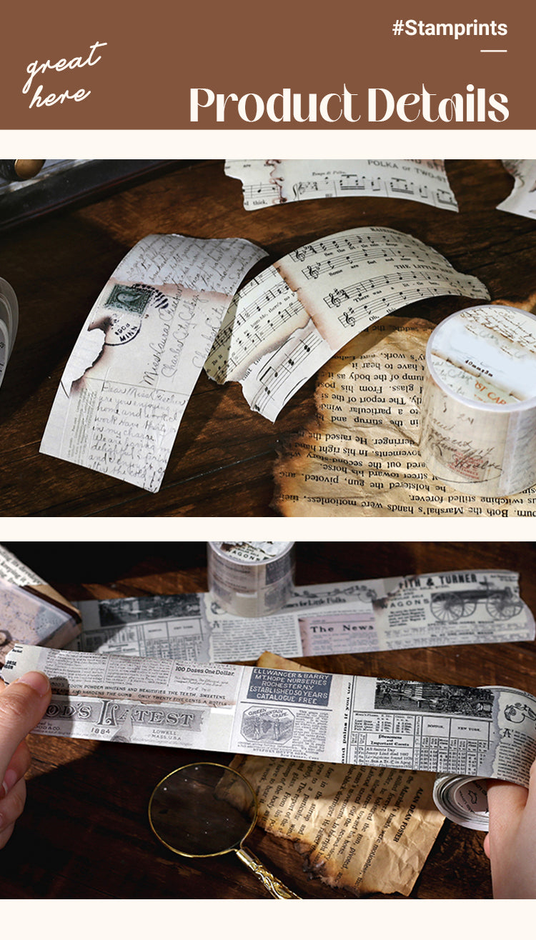 3Vintage Collection Series Old Newspaper Manuscripts Washi Tape1