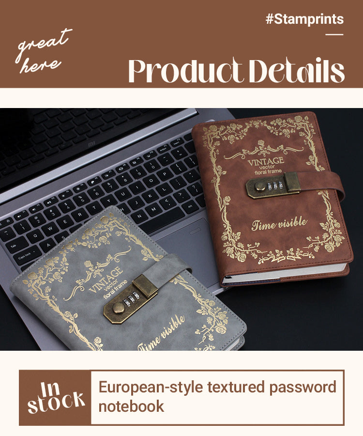 3Vintage European Style Password Combination Diary Notebook1