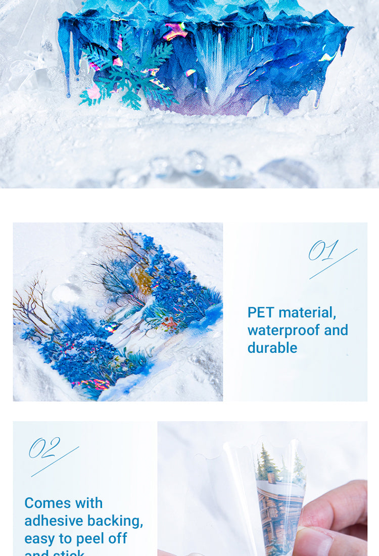 3Winter Ice and Snow Landscape PET Stickers - Castle, Snow, Window, House, Park3