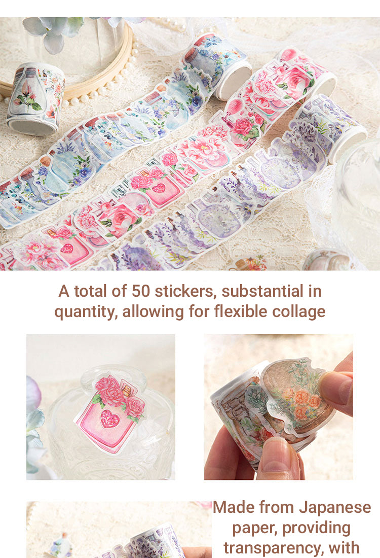 4Bottle and Flower Rolled Washi Stickers1
