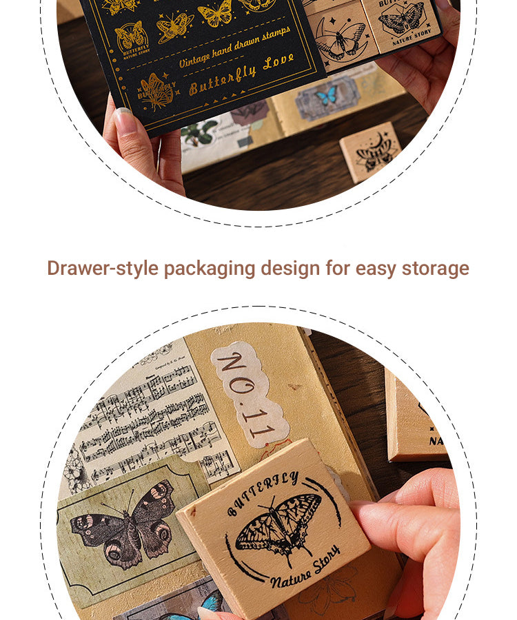 4Butterflies & Starry Seas Wooden Rubber Stamp Set2