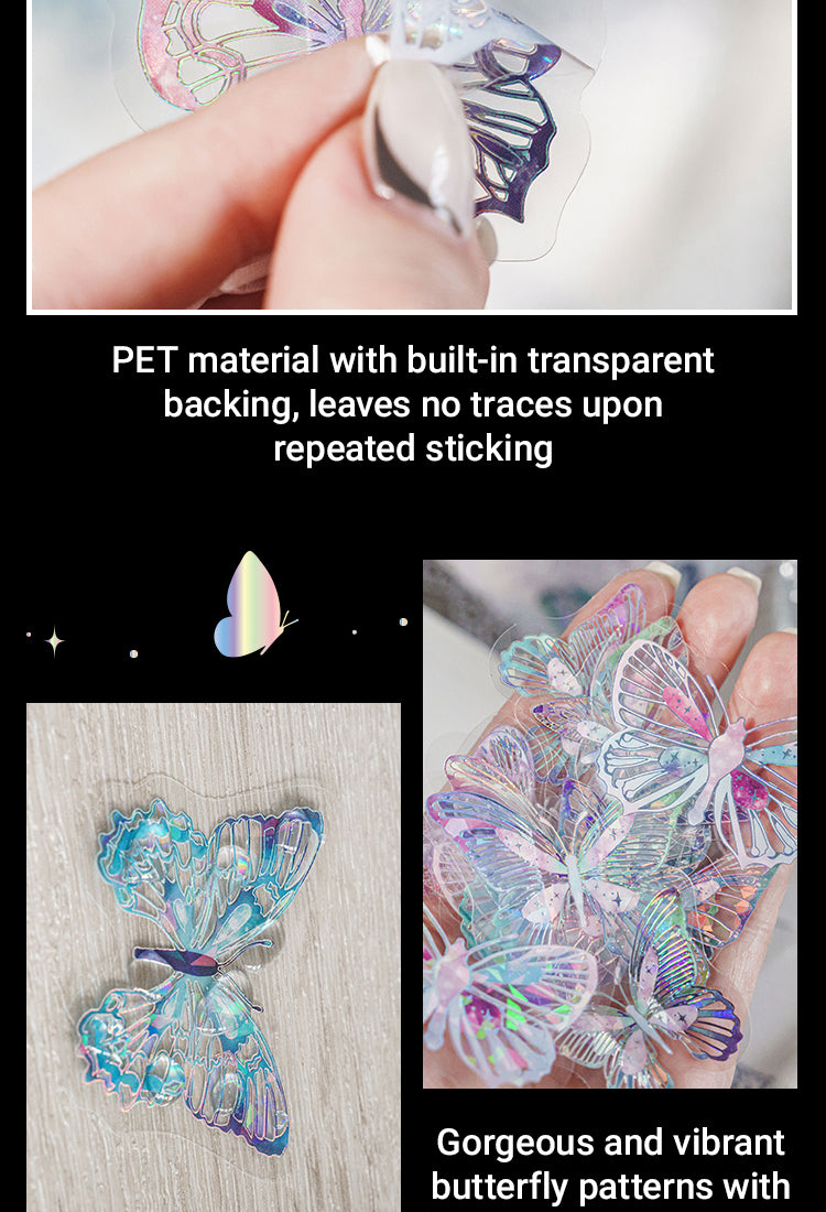 4Butterfly Holographic Hot Stamping Silver PET Stickers2