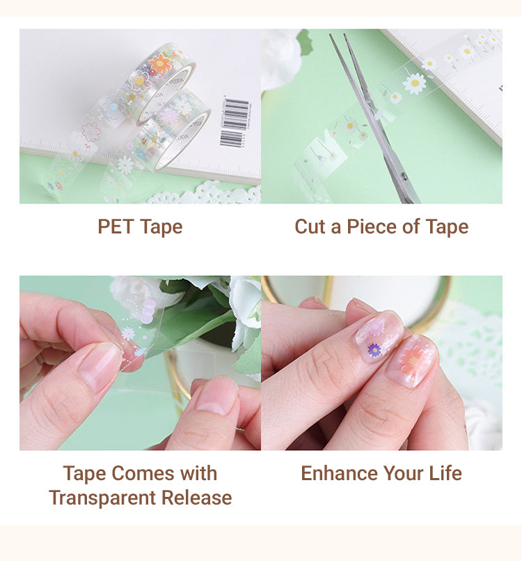 4Cartoon Daisy Transparent PET Tape Set (5 Rolls)1