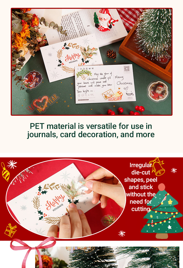 4Christmas Gold Foil PET Sticker Pack - Birds, Letters, Santa Claus, Plants, Food1