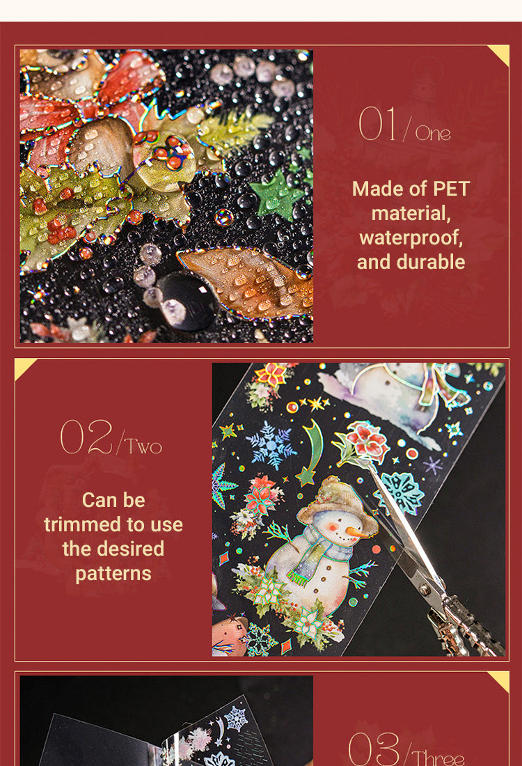 4Christmas Holographic Hot Stamping Gold PET Stickers - Wreaths, Food, Lights, Snowmen, Reindeer1