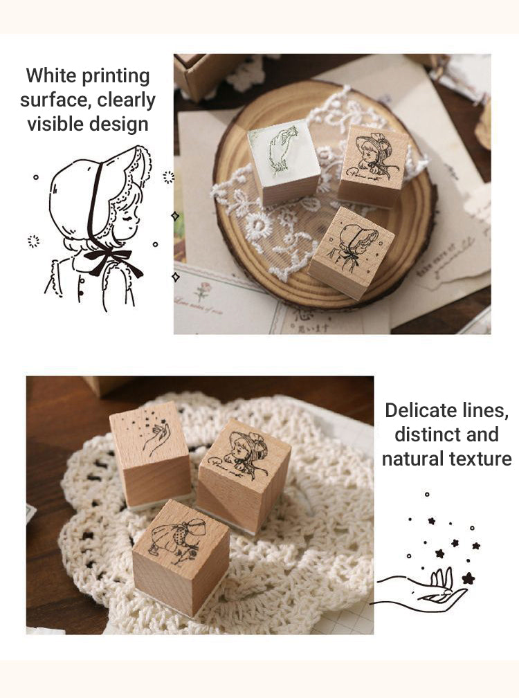 4Collection of Everything Series Retro Wooden Rubber Stamp Set1