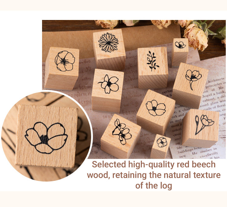 4Fantasy Utopia Flower Plant Wooden Rubber Stamp Set1