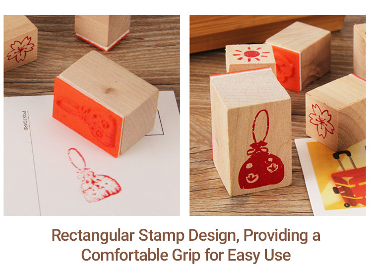 4Fun Lifestyle Patterns Wooden Rubber Stamp Set1
