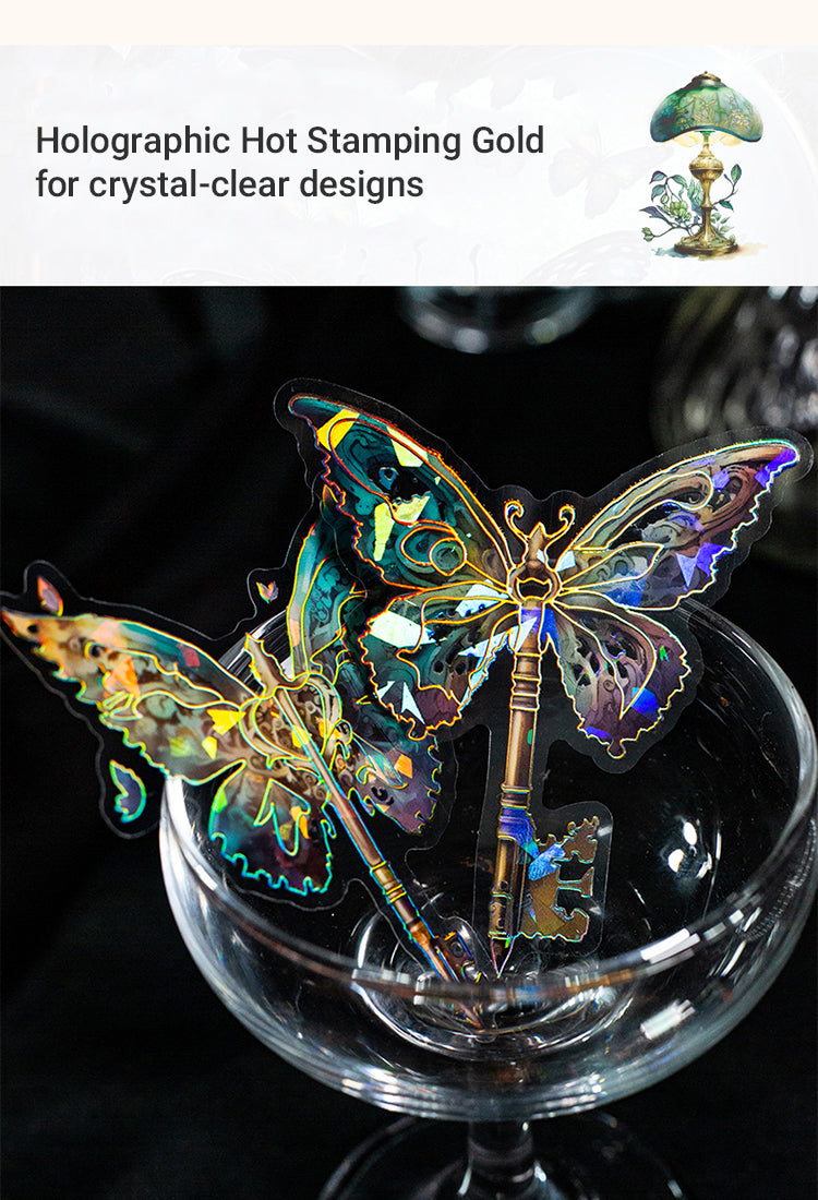 4Holographic Hot Stamping Gold PET Stickers - Butterflies, Gems, Wings, Doors, Table Lamps1