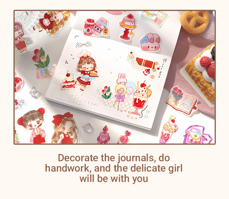 4Kawaii Cartoon Gilrs Magic Diary Washi Stickers1