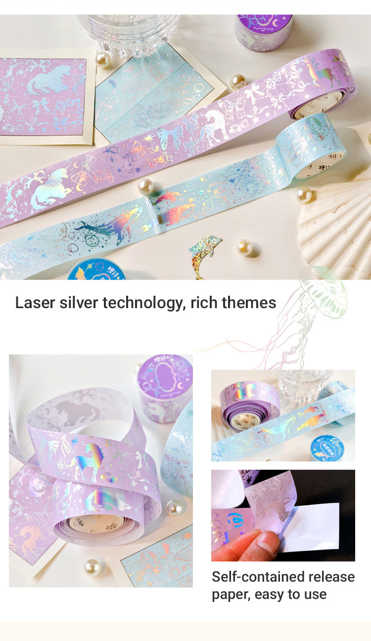 4Laser Silver Washi Tape-Butterfly Sea Snow Starry Sky Flower1