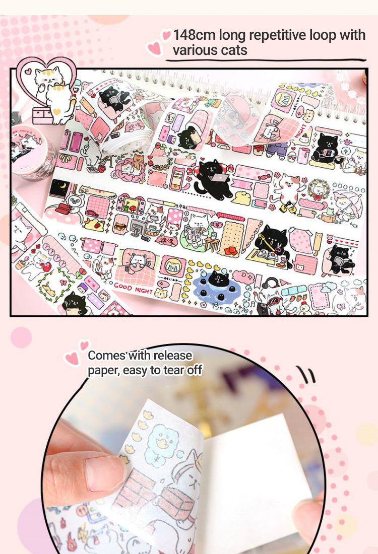 4Mew Mew's Life Cartoon Cat Washi Tape1