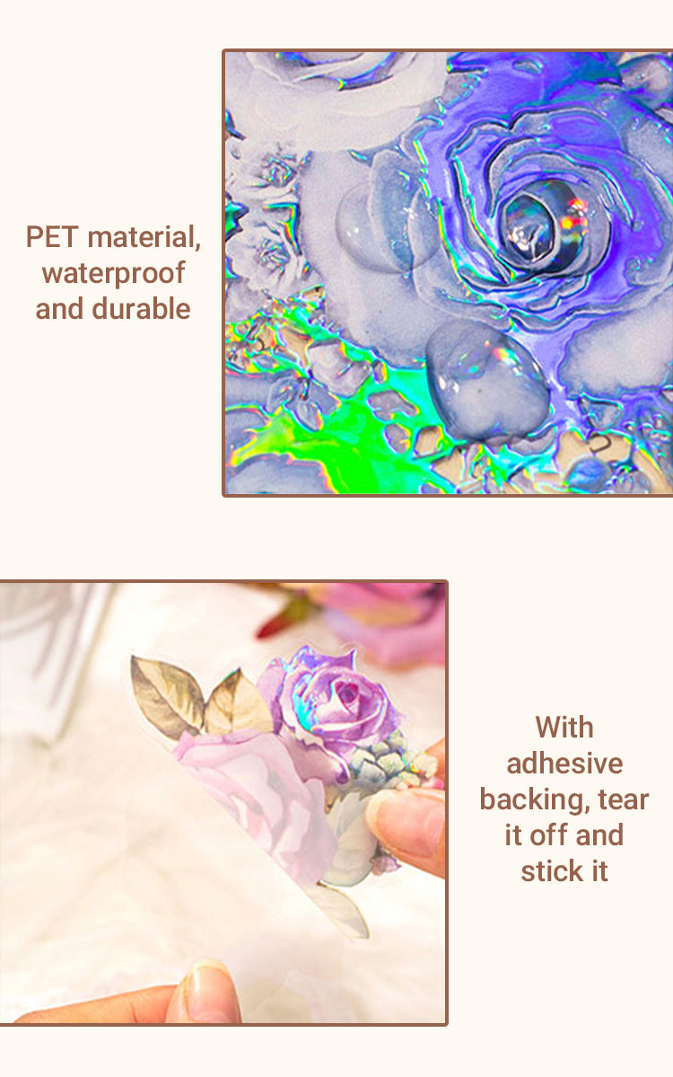 4Rose Rendezvous Series 3D Holographic Rose PET Stickers1