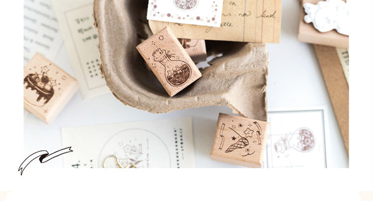 4Star Sea Series Cartoon Plant Star Wooden Rubber Stamp2