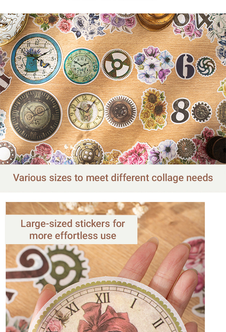 4Steampunk Style Washi Stickers - Numbers, Clocks, Gears, Flowers1