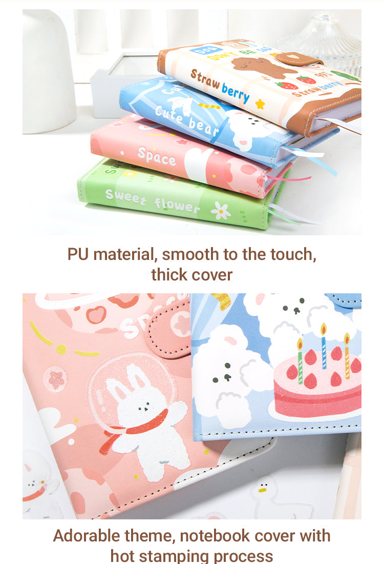 4Sweet Puff Series Cute Cartoon Animal Magnetic Buckle Journal Notebook1