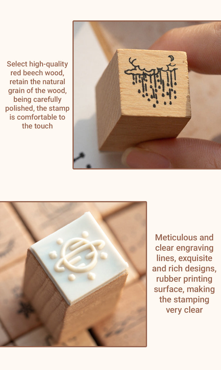 4The Moon and Sixpence Series DIY Decorative Wooden Rubber Stamp Set1