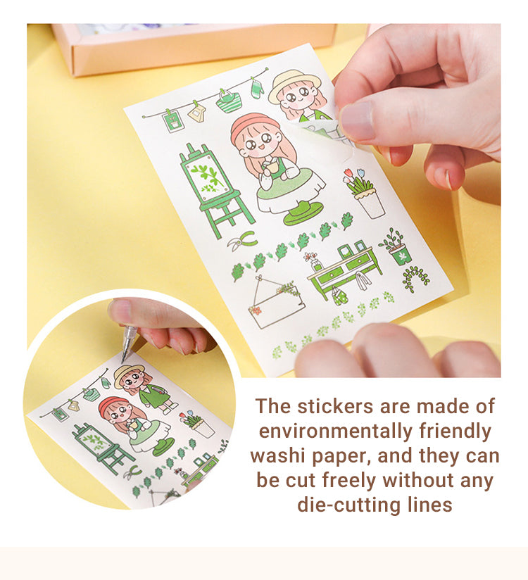 4Time Flies Cute Cartoon Boxed Washi Stickers1