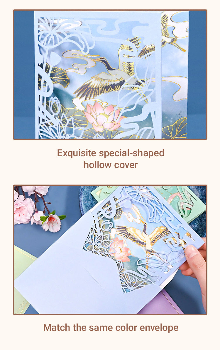 4Traditional Chinese Style Cartoon Hollow Folded Greeting Card1