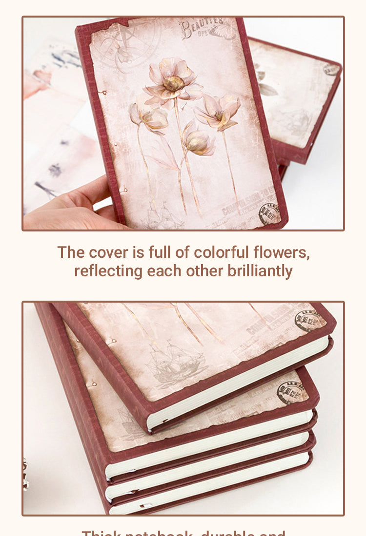 4Vintage Falling Flowers Illustrated Diary Notebook1