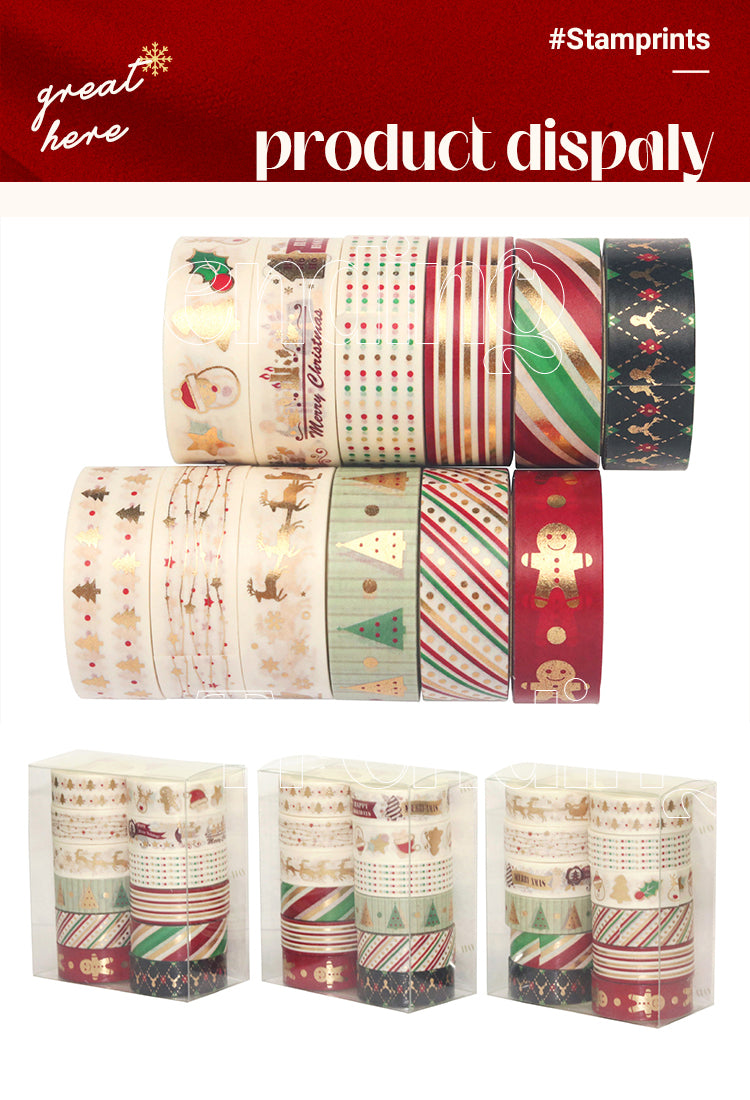 512 Rolls Gold Foil Basic Christmas Washi Tape Set1