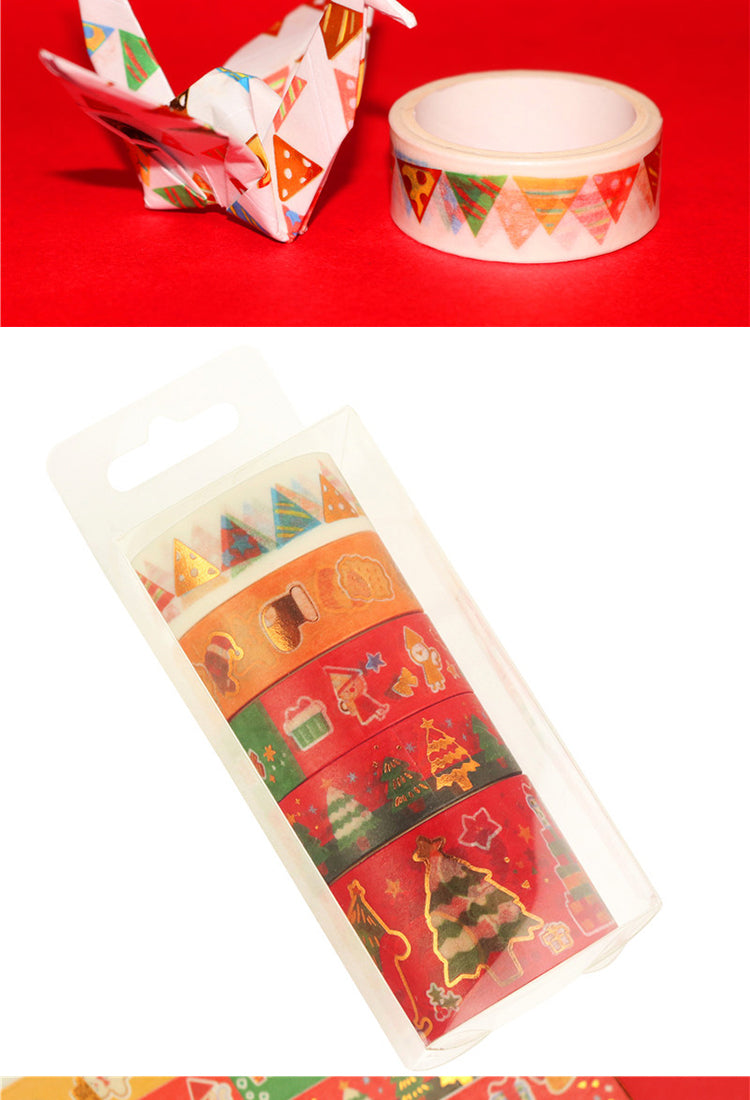 55 Rolls Cartoon Gold Foil Christmas Washi Tape Set4