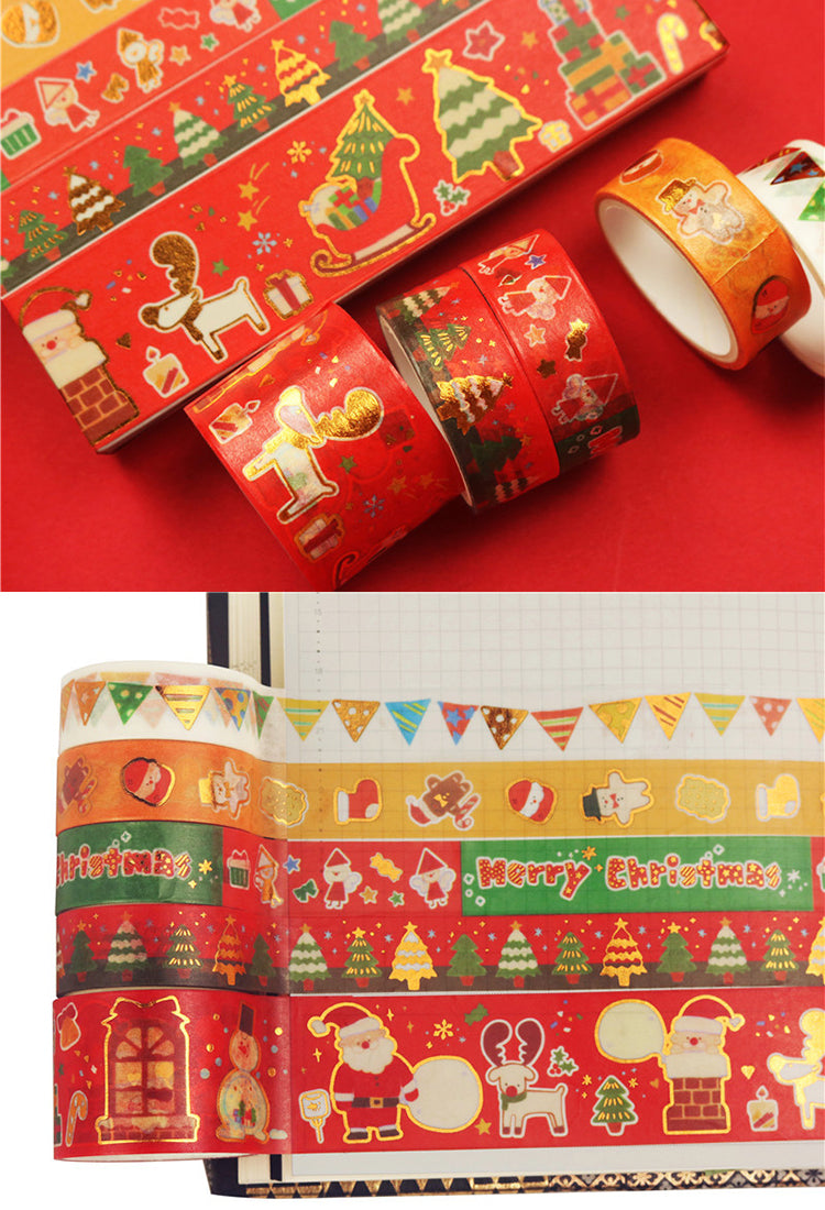 55 Rolls Cartoon Gold Foil Christmas Washi Tape Set5