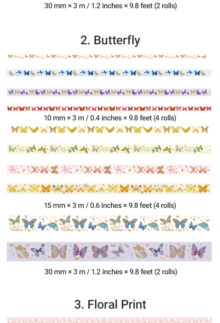 58 Rolls Foil Washi Tape Set - Butterfly, Van Gogh, Floral Print, Geometric13