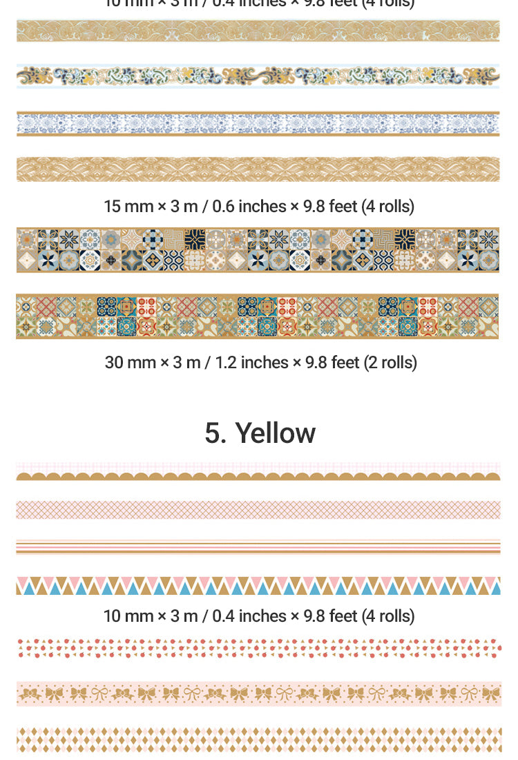 58 Rolls Foil Washi Tape Set - Butterfly, Van Gogh, Floral Print, Geometric15