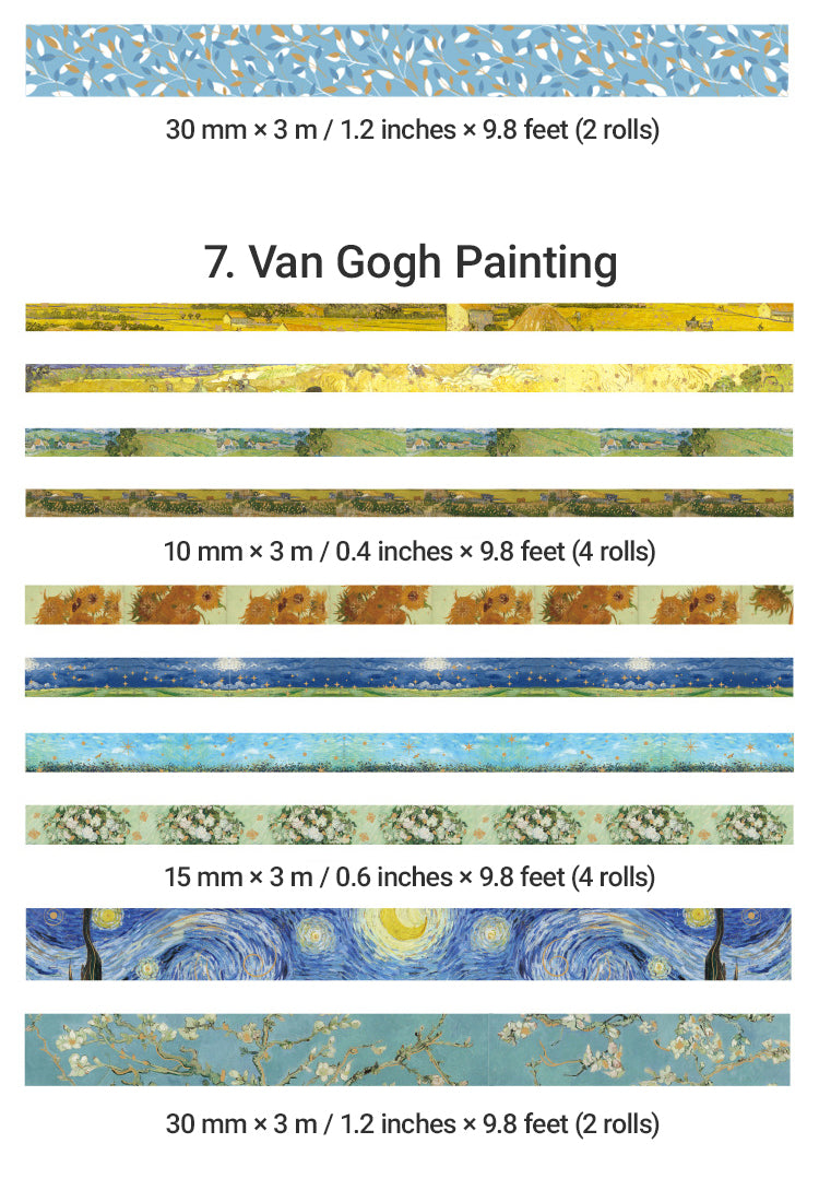 58 Rolls Foil Washi Tape Set - Butterfly, Van Gogh, Floral Print, Geometric17