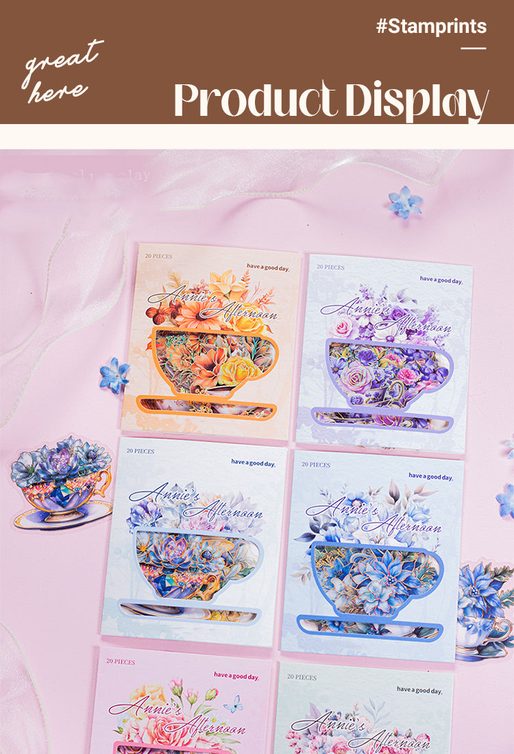 5Afternoon Tea and Flower Holographic Hot Stamping PET Stickers1