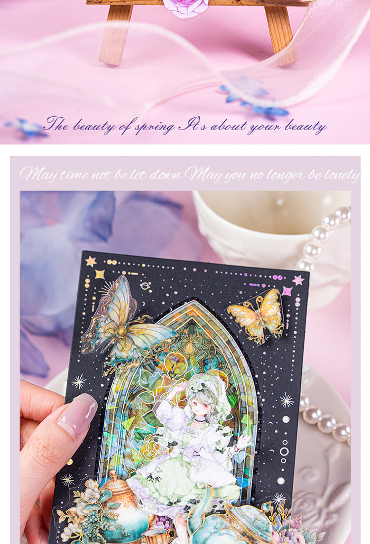 5Afternoon Tea and Flower Holographic Hot Stamping PET Stickers3