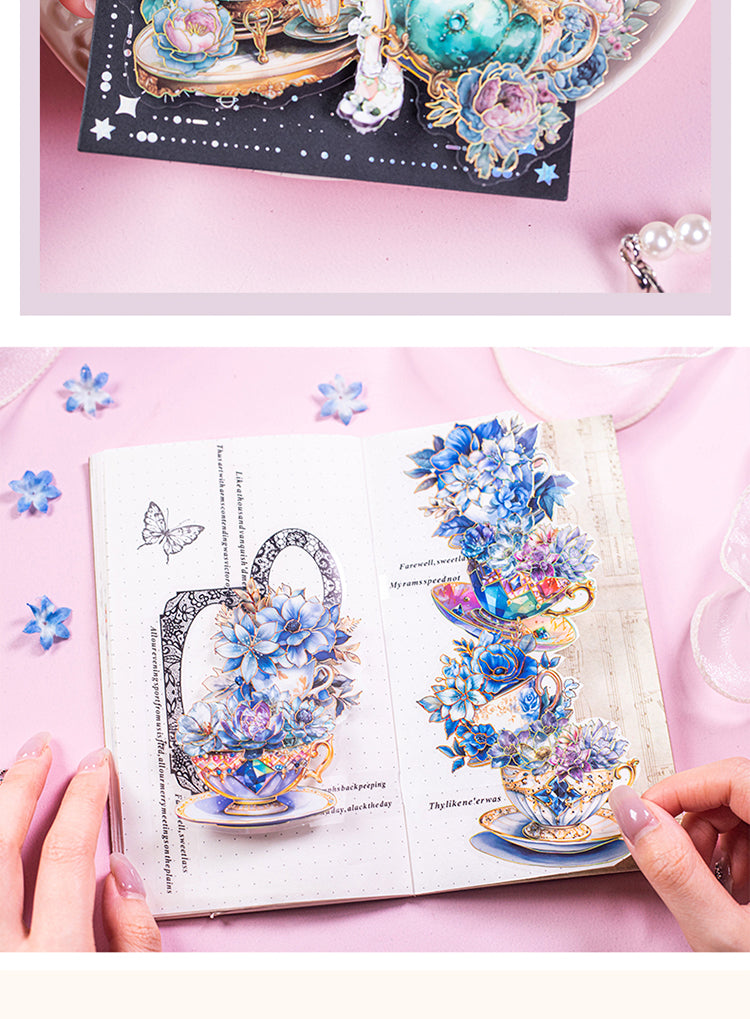 5Afternoon Tea and Flower Holographic Hot Stamping PET Stickers4