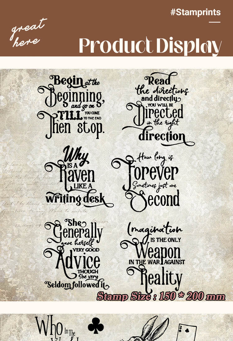 5Alice in Wonderland Clear Silicone Stamps - Characters, Text1