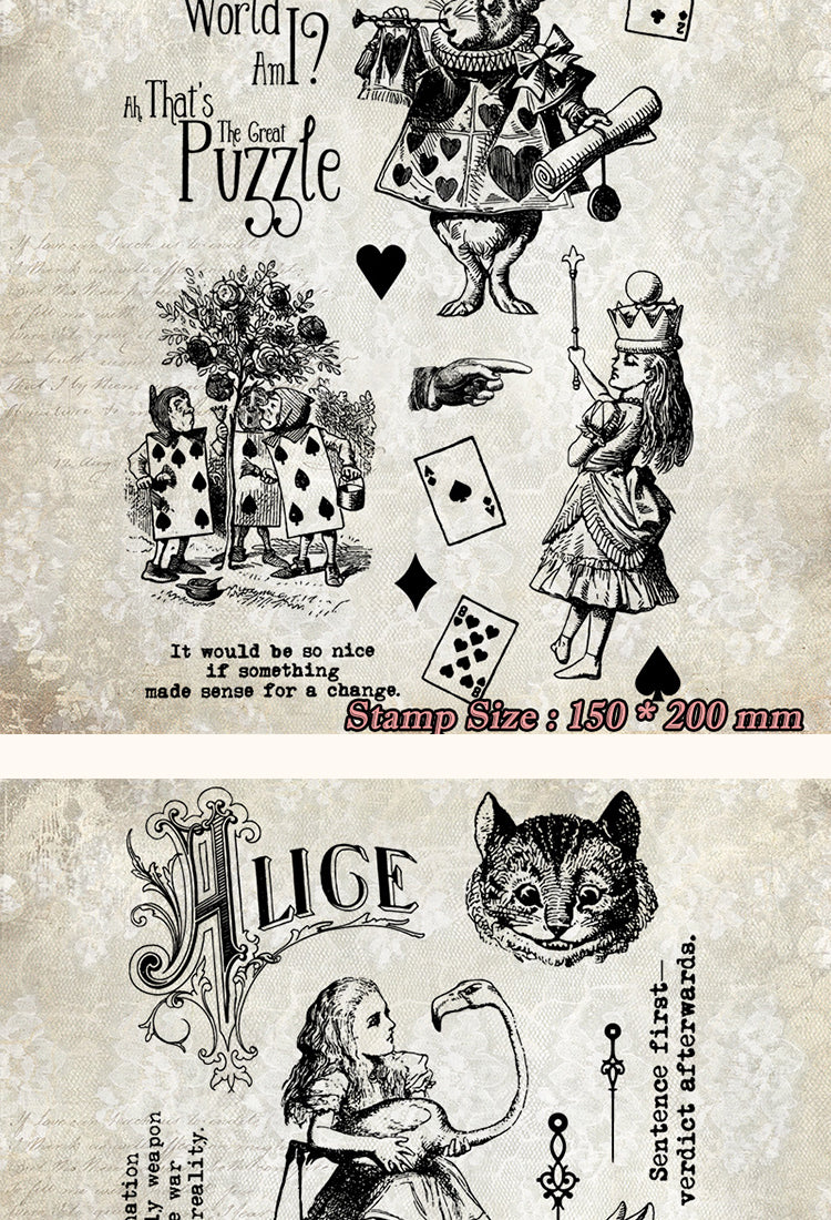 Alice in Wonderland Clear Silicone Stamps - Characters, Text - Stamprints