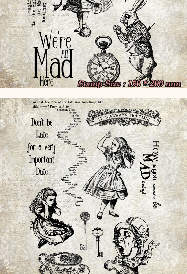 5Alice in Wonderland Clear Silicone Stamps - Characters, Text3