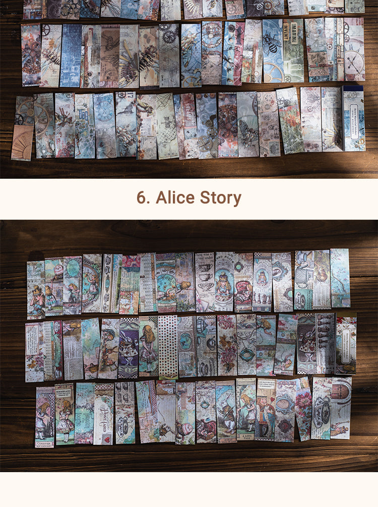 5Alice in Wonderland Series Long Strip Decorative Sticker- Map Punk Ocean Flower10